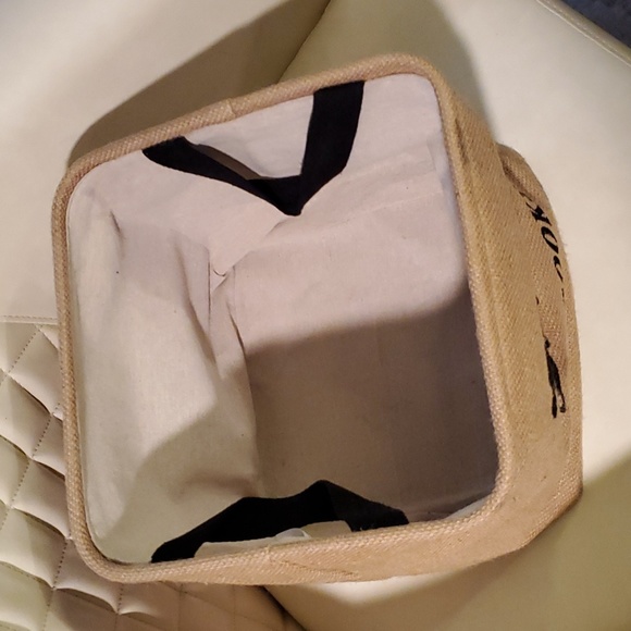 Cube Bin for Cook Books Storage Burlap Box with Handles - Picture 3 of 5